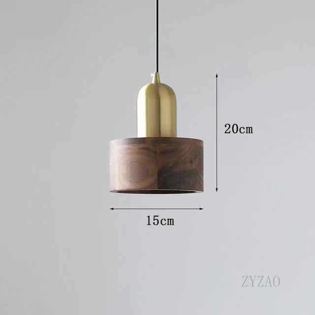 WalnutGlow - Lámpara colgante de madera de nogal y metal para sala de estar y comedor