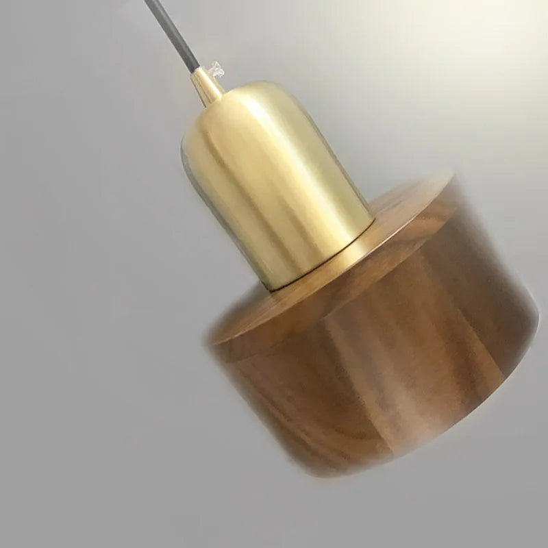 WalnutGlow - Lámpara colgante de madera de nogal y metal para sala de estar y comedor