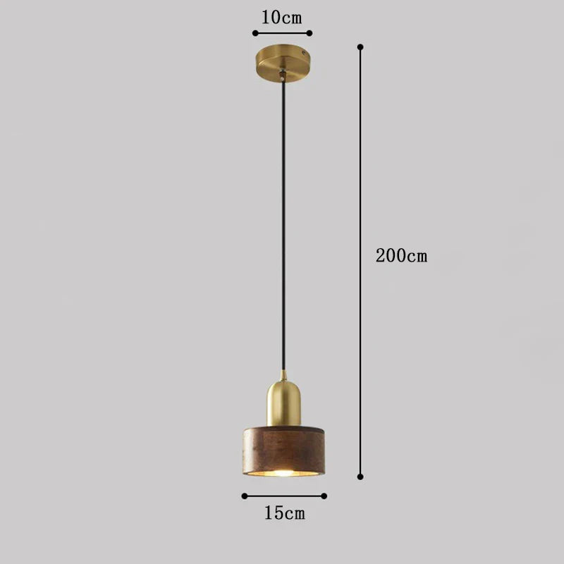 WalnutGlow - Lámpara colgante de madera de nogal y metal para sala de estar y comedor