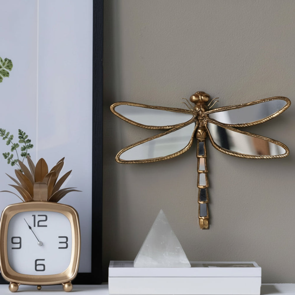 Decorazione Parete Specchio Libellula Retrò Metallo Soggiorno