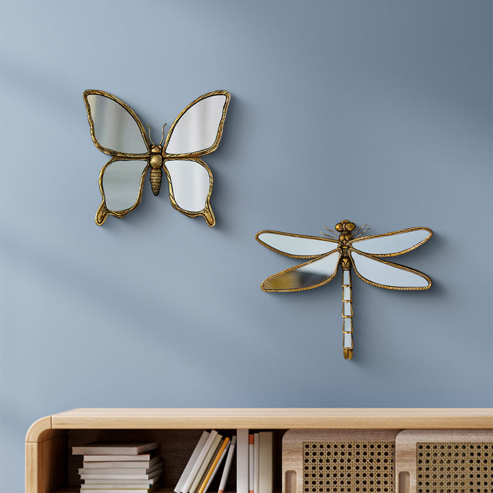 Decorazione Parete Specchio Libellula Retrò Metallo Soggiorno