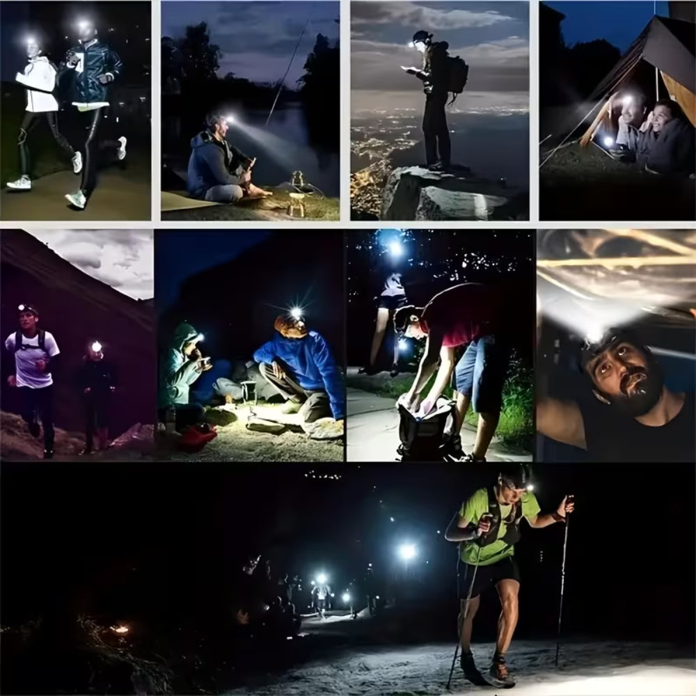 Lampada Frontale Hiking LED Ricaricabile USB Luce Multimodale
