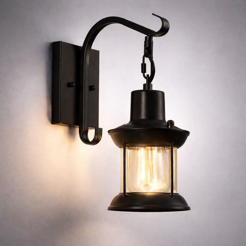 Wandlamp Vintage Zwart LED Hout Metaal Woonkamer Slaapkamer