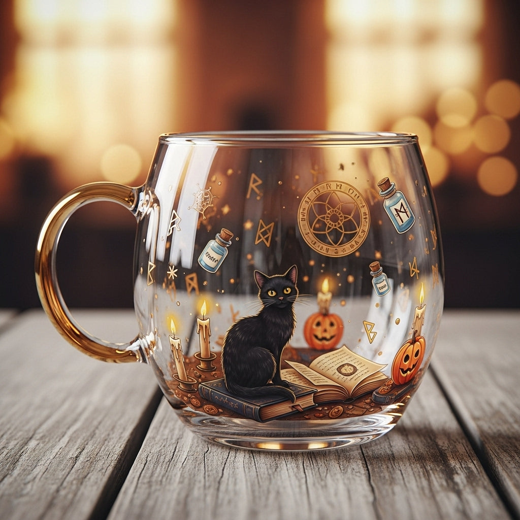 Glass Mug Christmas Winter Design Warm Drinks Table Decoration