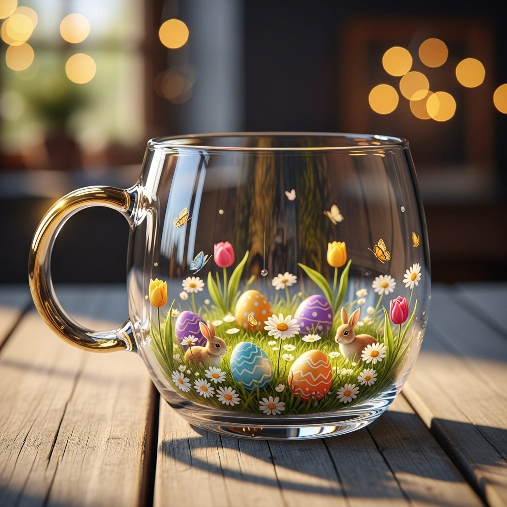 Glass Mug Christmas Winter Design Warm Drinks Table Decoration