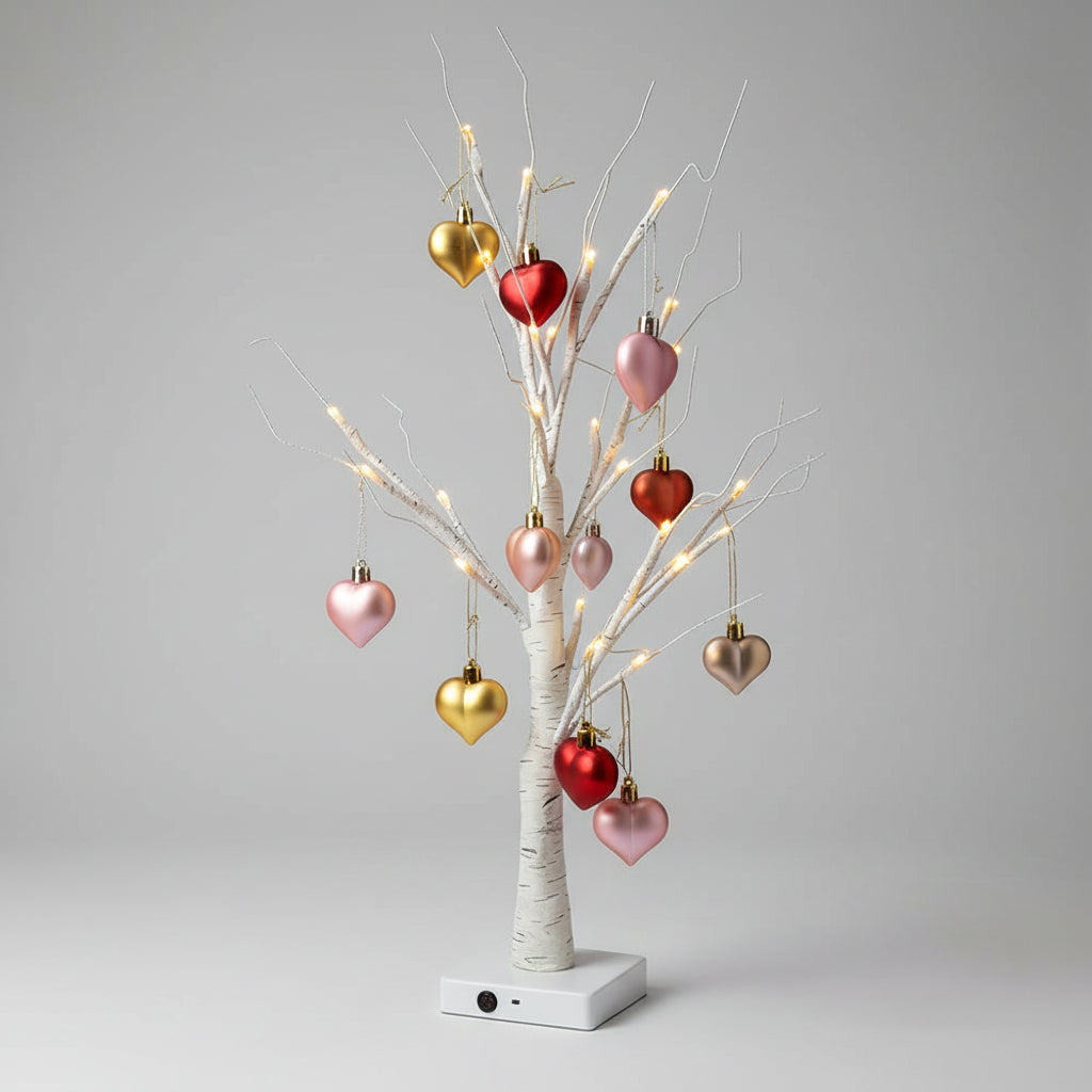 Illuminated Valentine's Tree Heart Shaped Ornaments Decoration