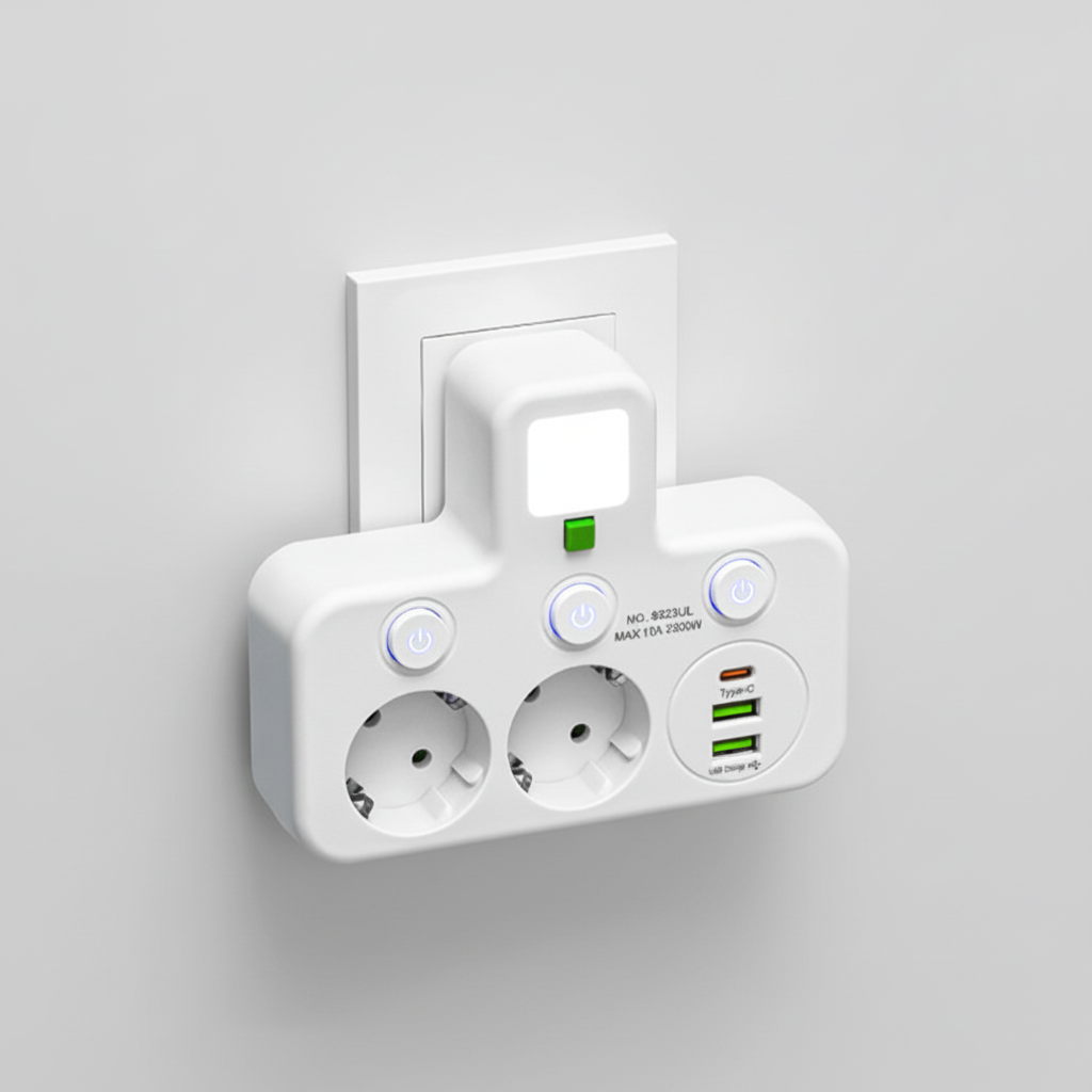 Slimme Stekkerdoos USB Nachtlampje Thuis Kantoor
