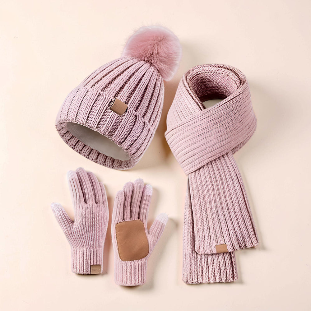 Dames Muts Winterset Sjaal Handschoenen Touchscreen Set Warm