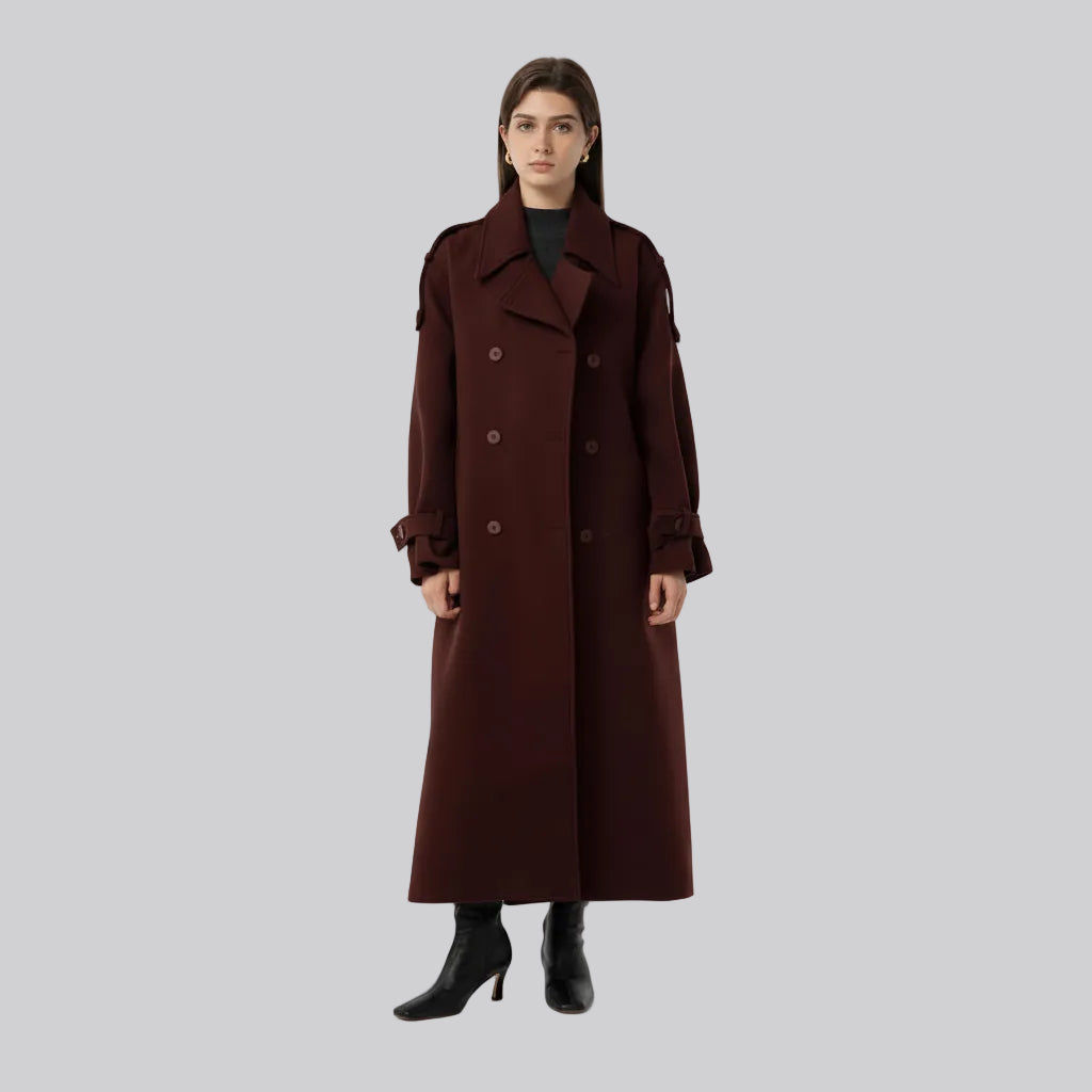 Giacca Invernale Donna Cappotto Lungo Cintura Colletto Risvolto