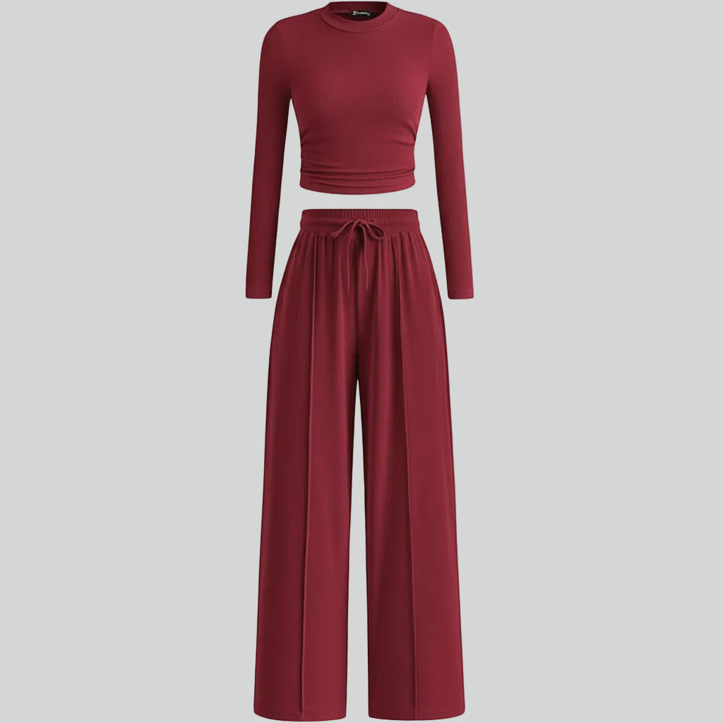 Set Due Pezzi Donna Abbigliamento Comodo Pantaloni Ampi