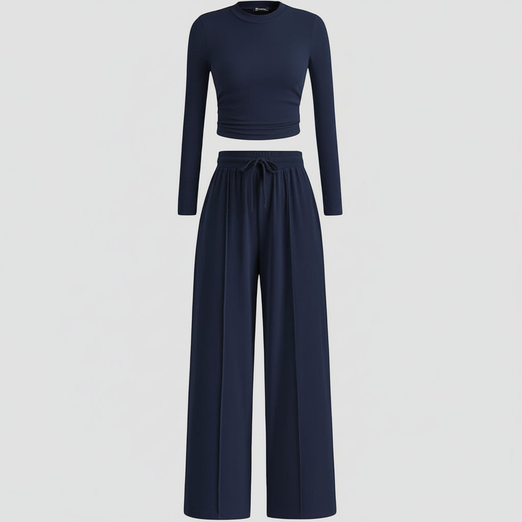 Set Due Pezzi Donna Abbigliamento Comodo Pantaloni Ampi