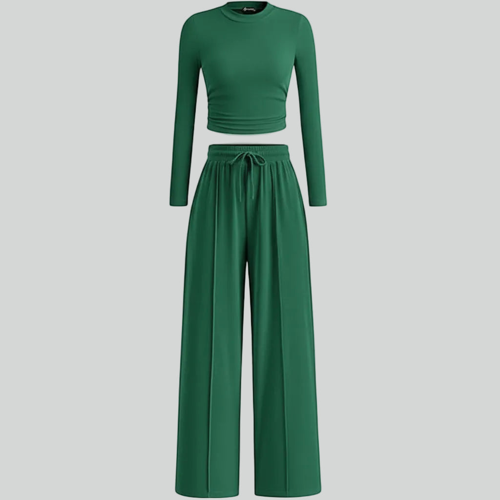 Set Due Pezzi Donna Abbigliamento Comodo Pantaloni Ampi