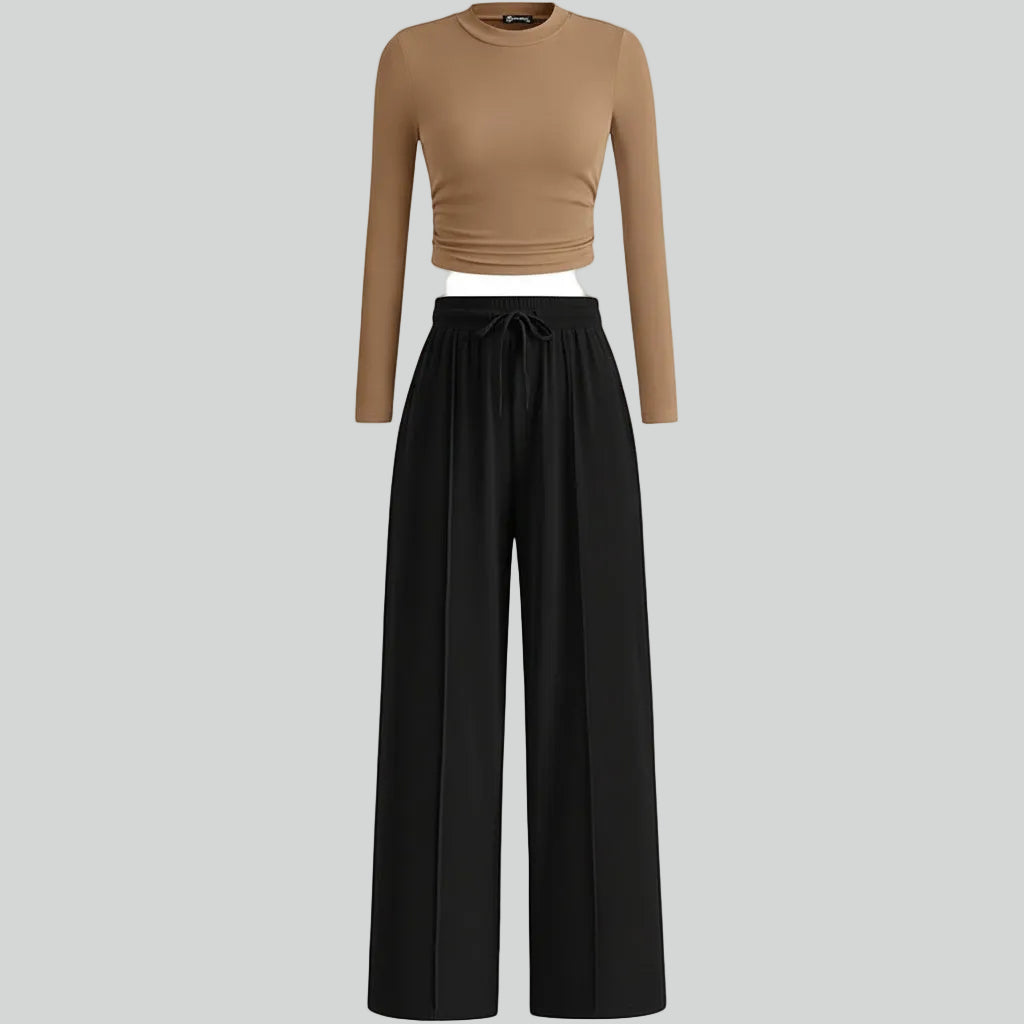 Set Due Pezzi Donna Abbigliamento Comodo Pantaloni Ampi