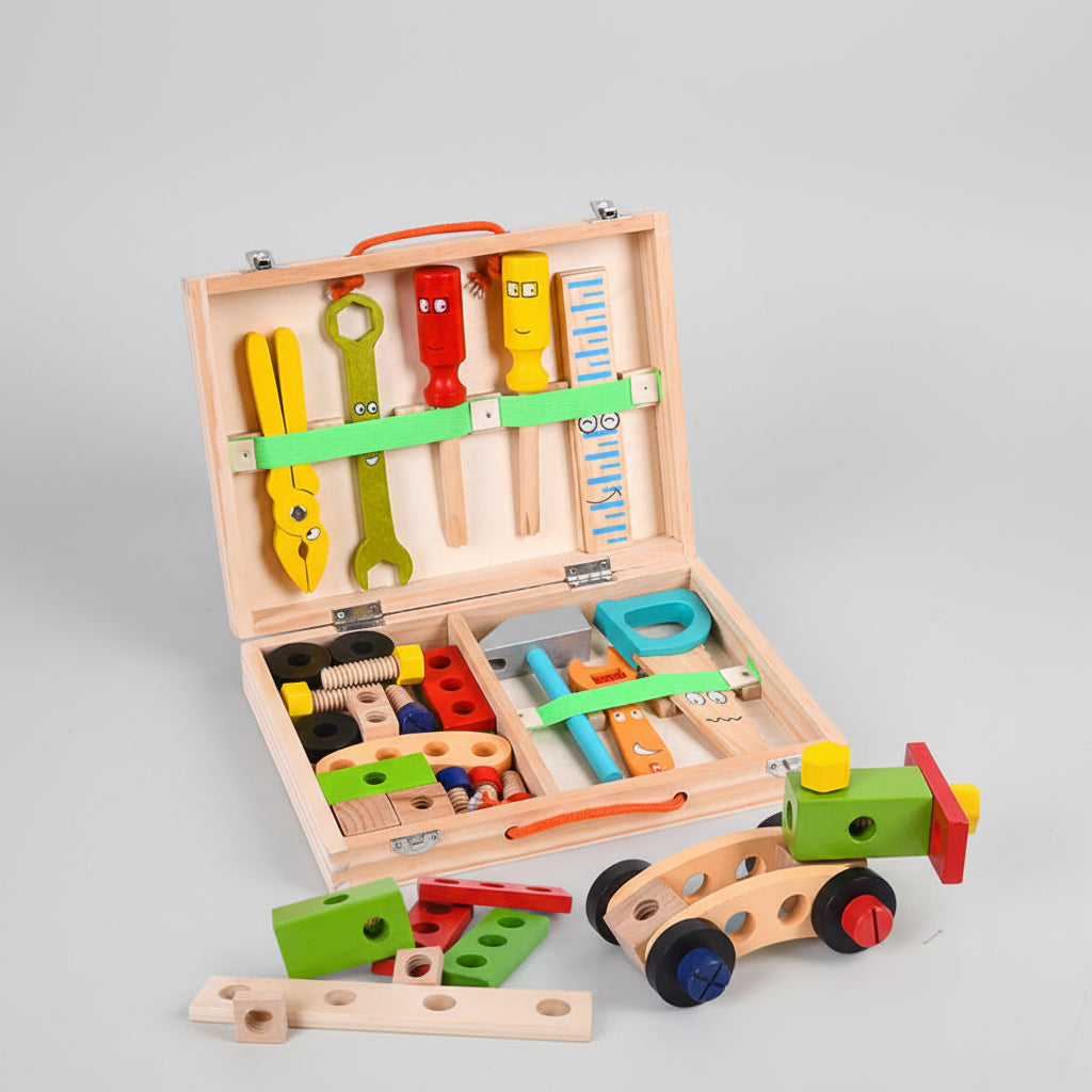 Cassetta Degli Attrezzi Legno Bambini Creativo Giocattolo Montessori