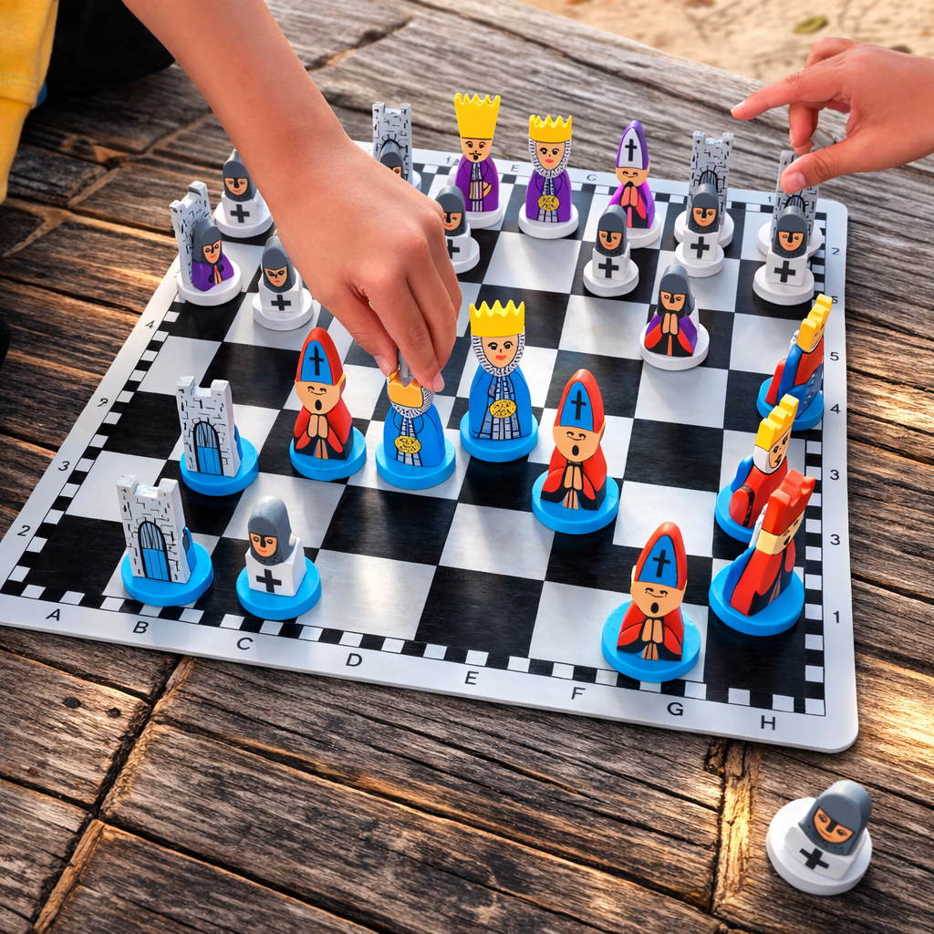 Gioco Scacchi Legno Bambini Educativo Istruttivo