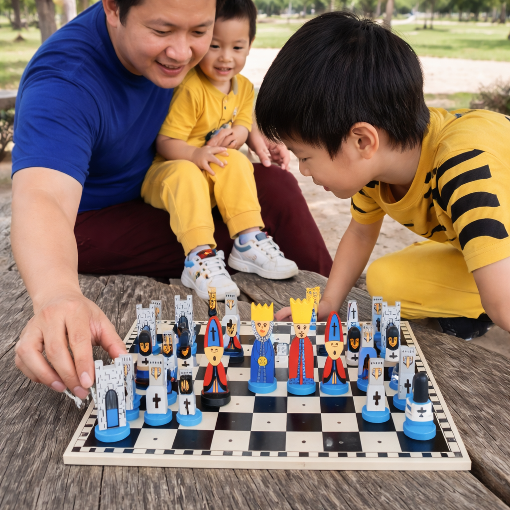 Gioco Scacchi Legno Bambini Educativo Istruttivo