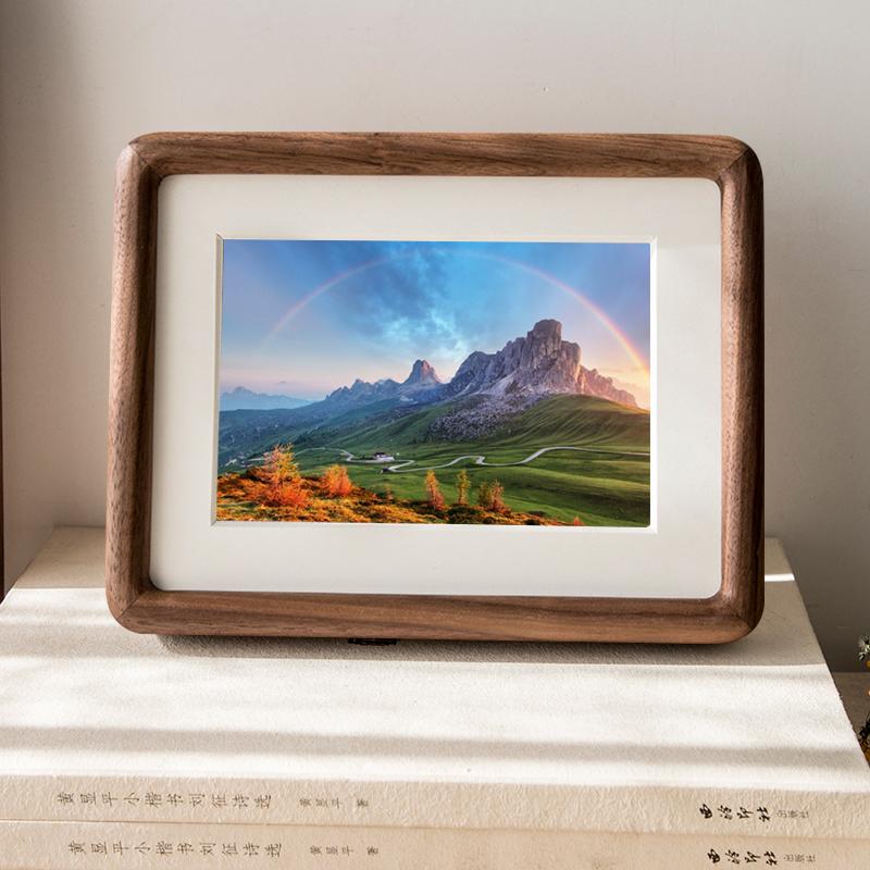 Marcos de fotos rectangulares de madera de haya color nuez