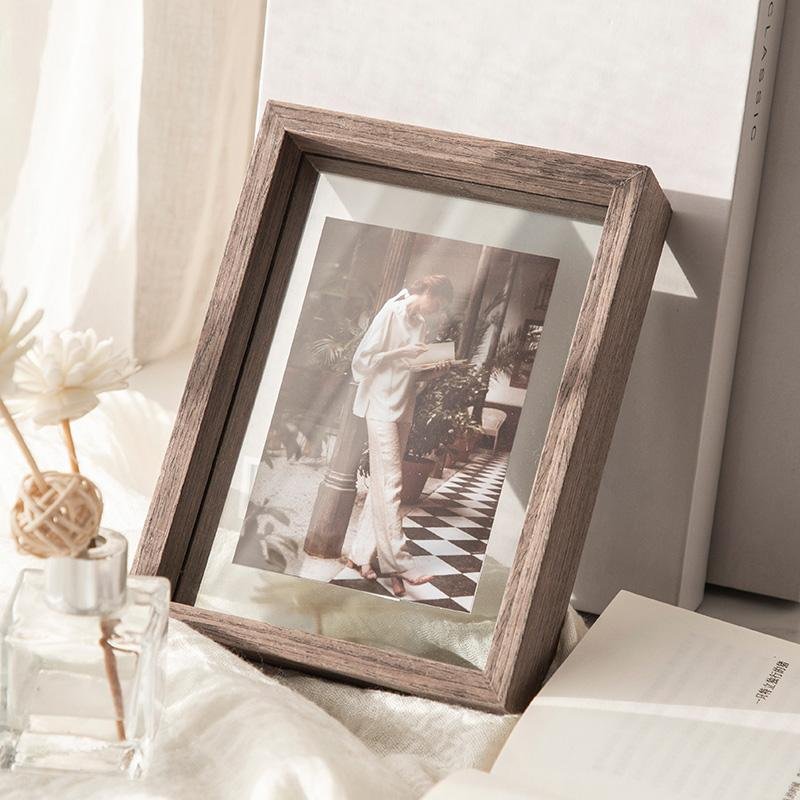 Cornici fotografiche rettangolari in legno con decorazione da tavolo e da parete