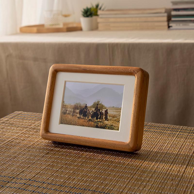 Marcos de fotos rectangulares de madera de haya color nuez