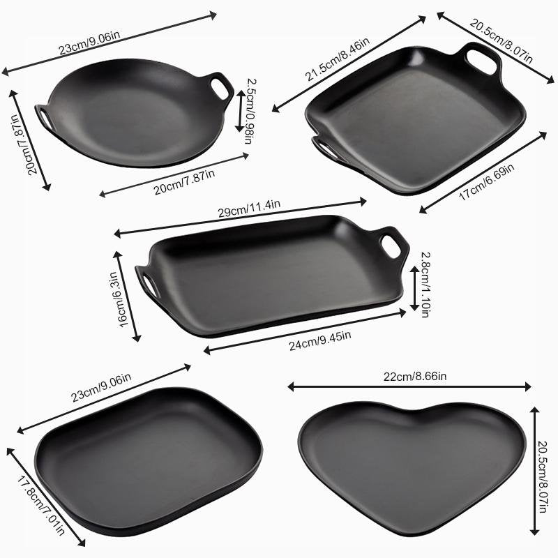 Rustic Style Melamine Dinnerware Trays Set with Handles