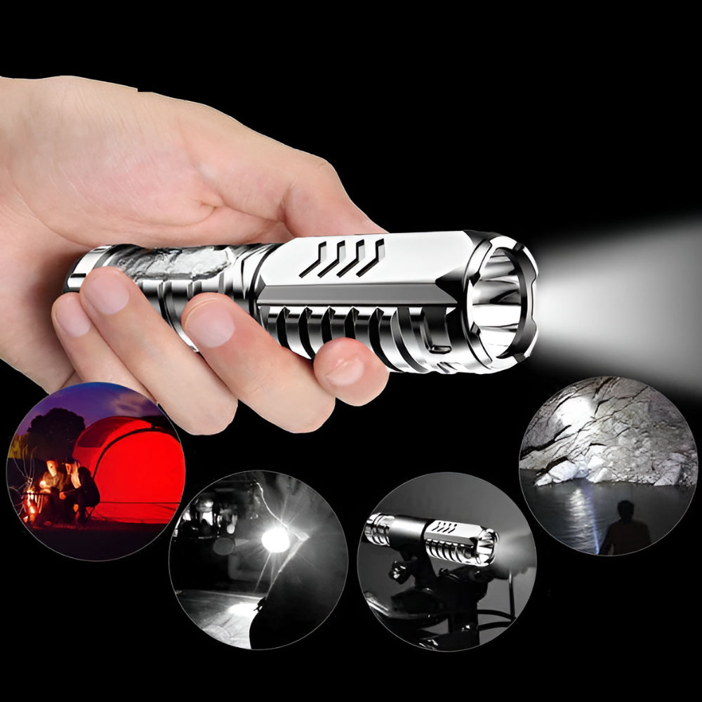 Flashlight Hiking Rechargeable Waterproof Compact Outdoor LED