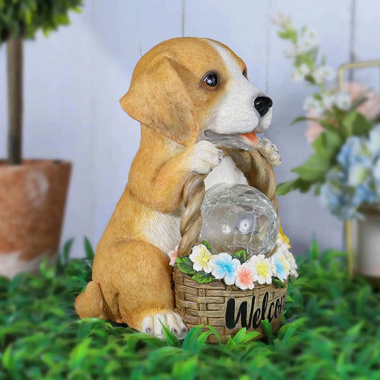SolarGarden - Escultura de Cão com Energia Solar e LED – Iluminação Decorativa Resistente ao Tempo