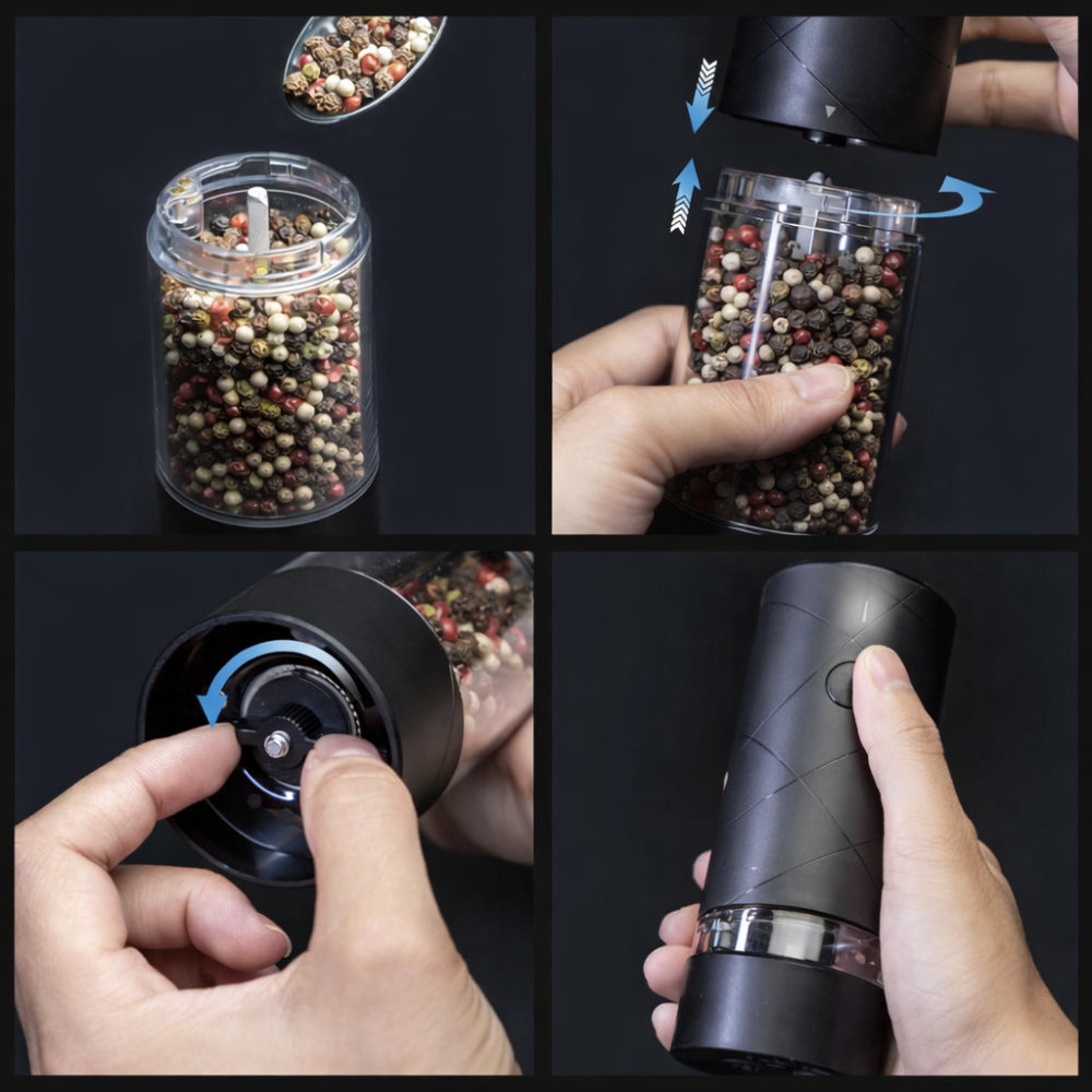 Salt Pepper Mill Electric Rechargeable Kitchen Set
