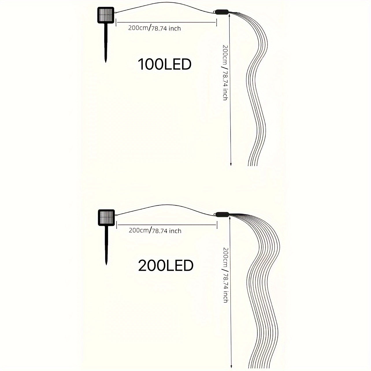 SolarTree - Cordão de Luzes com 100/200 Lâmpadas LED e Trepadeira Solar Decorativa