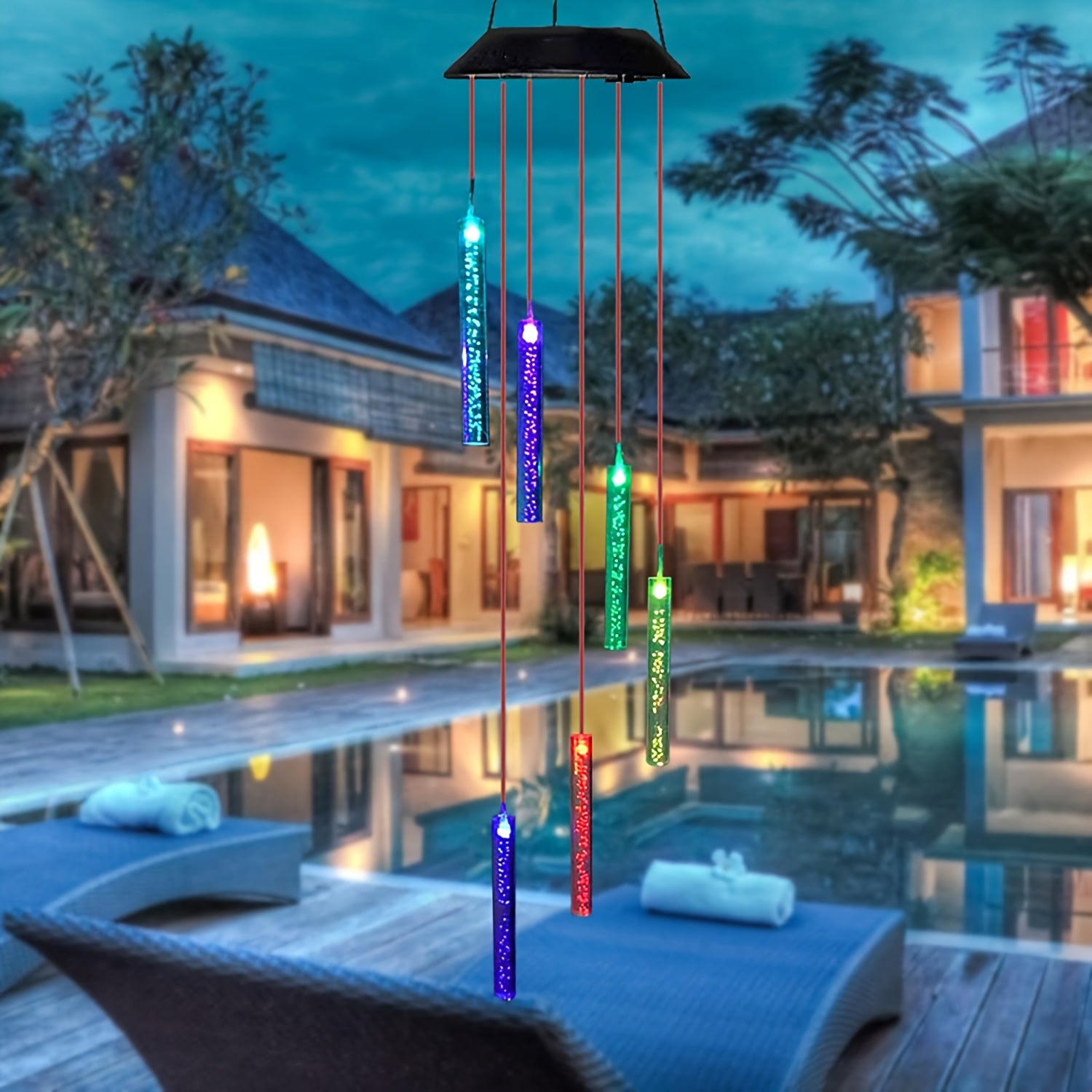 SolarChime - Campana de viento LED que cambia de color para exteriores