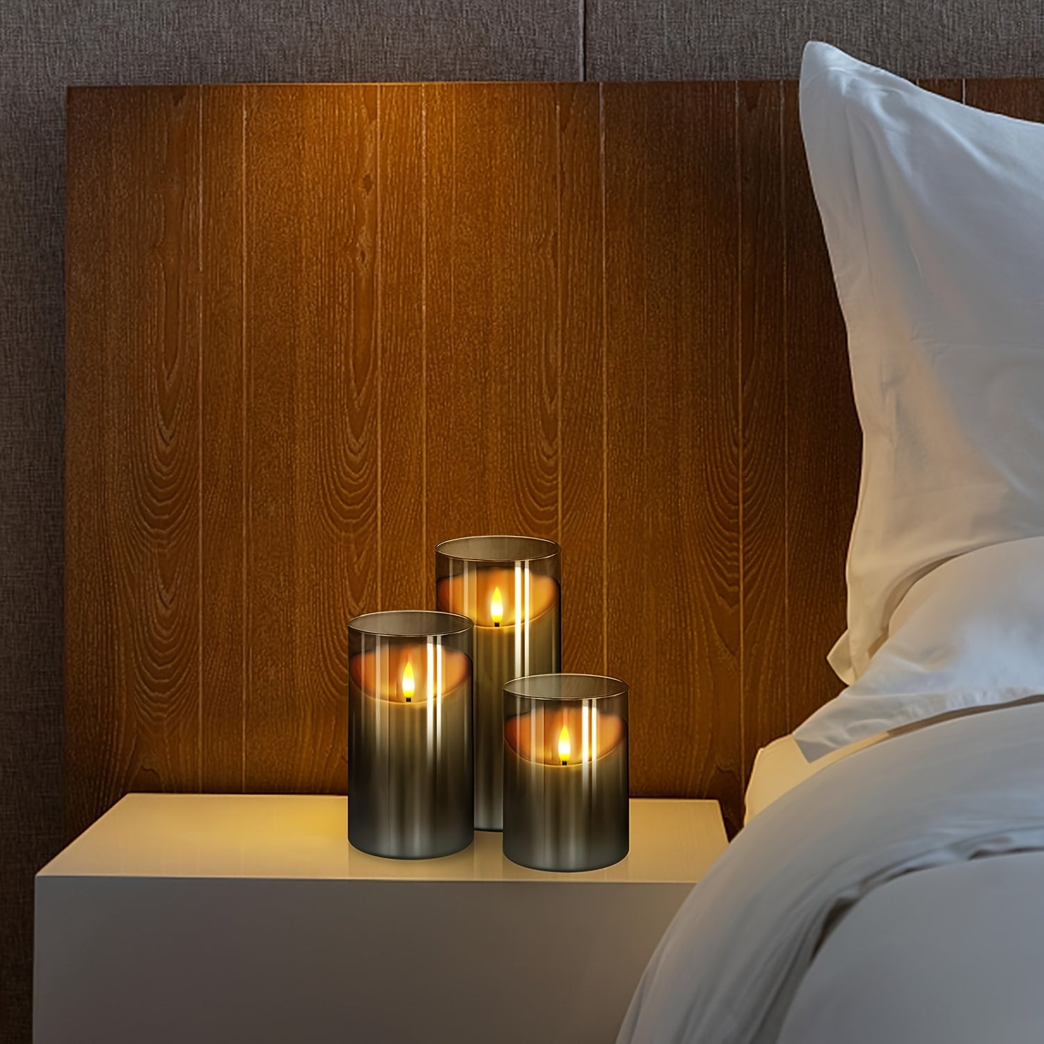 3 velas LED com comando à distância - com função temporizador e sensor infravermelho, cinzento