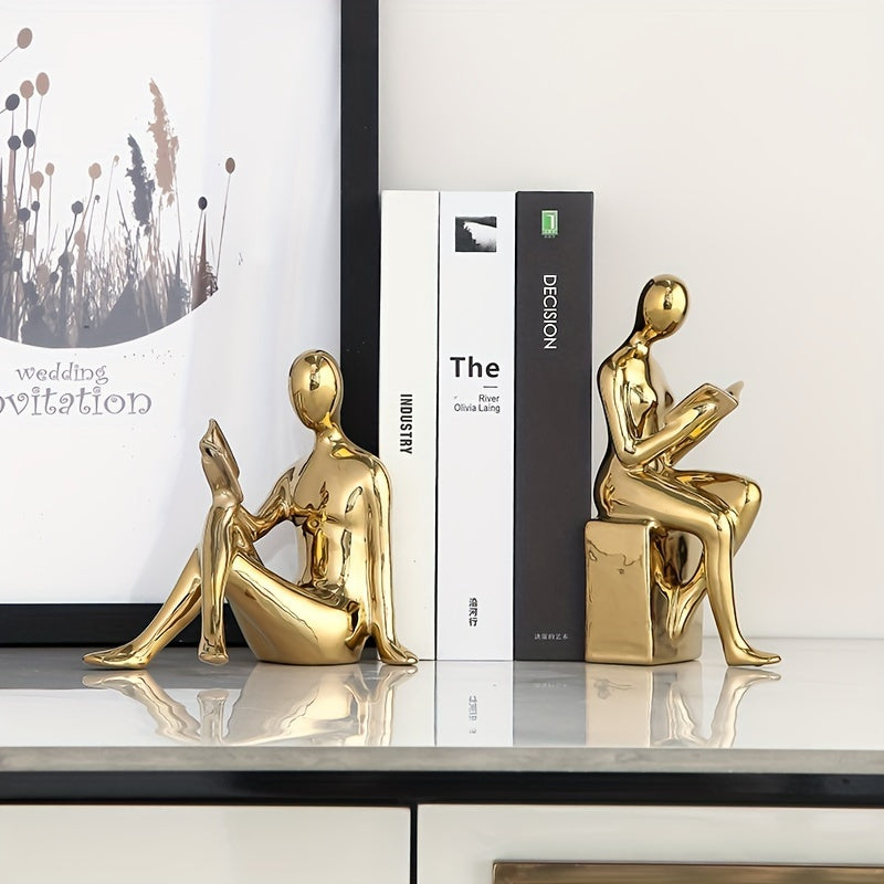 LuxeCeramic - Keramische Boekensteunen - Abstract Ontwerp voor Woonkamer en Kantoor