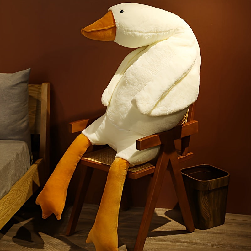 Brinquedo de Pato Branco Suave em Peluche - Grande Cisne Ganso de Peluche, Tapete Fofo para Quarto de Criança e Decoração da Casa