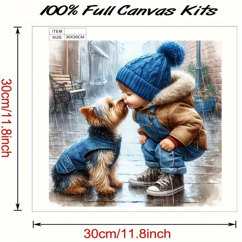 Kit di Pittura Diamante Fai-da-te - Cucciolo Carino & Amici | Arte su Tela Fatta a Mano per Decorazione della Casa | Set di Pittura con Diamanti
