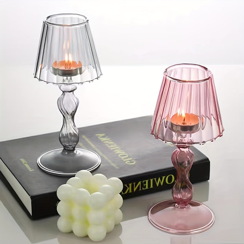 CrystalGlow - Lampada da tavolo decorativa in vetro e portacandele