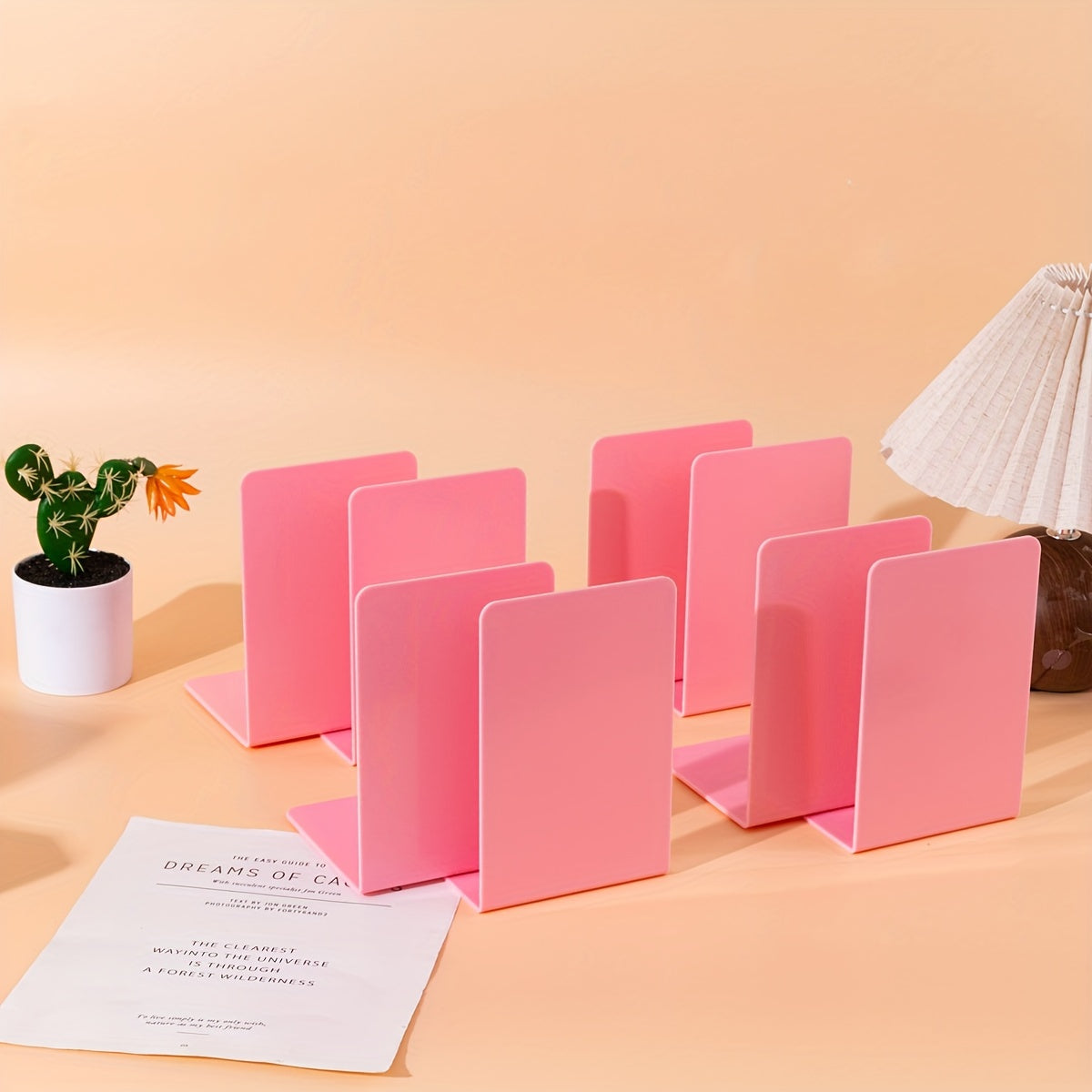 Conjunto de 8 Suportes de Livros em Forma de L - Material PP Durável, Organizador para Secretária e Estudantes