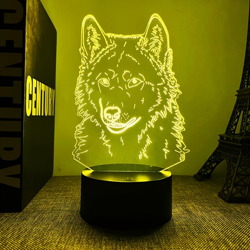 WolfLight - 3D Night Light with Touch Control and Black Base