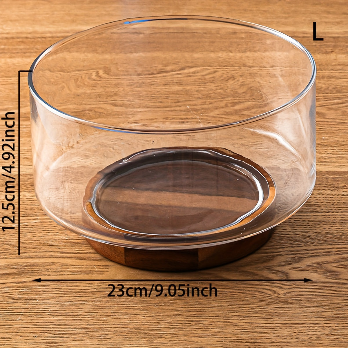 GlassServe Fruit Bowl - Glass Fruit Bowl with Wooden Base for Kitchen Table