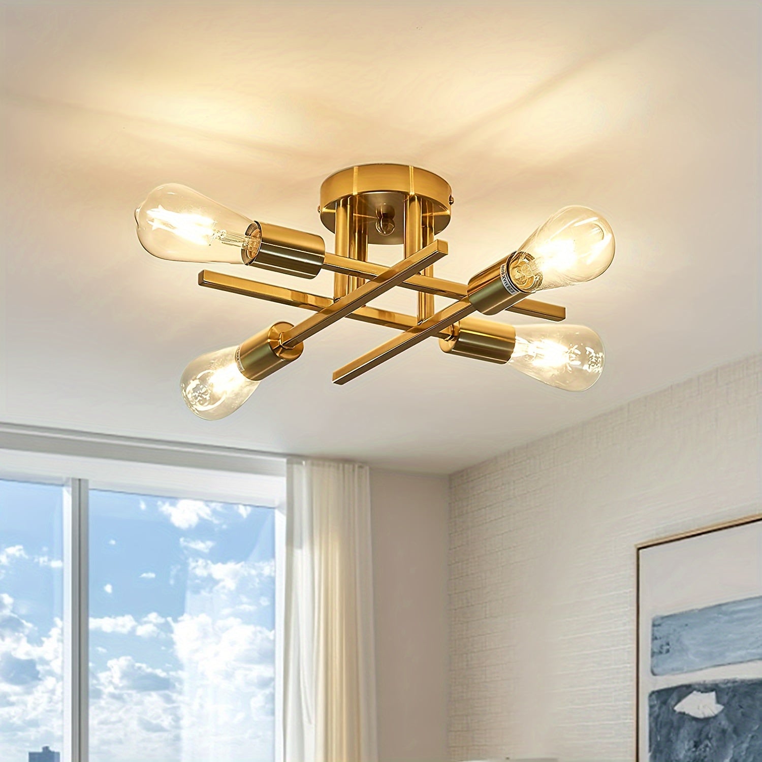 SatelliteLight - Candeeiro de Teto Moderno em Ferro Preto com Estilo Industrial
