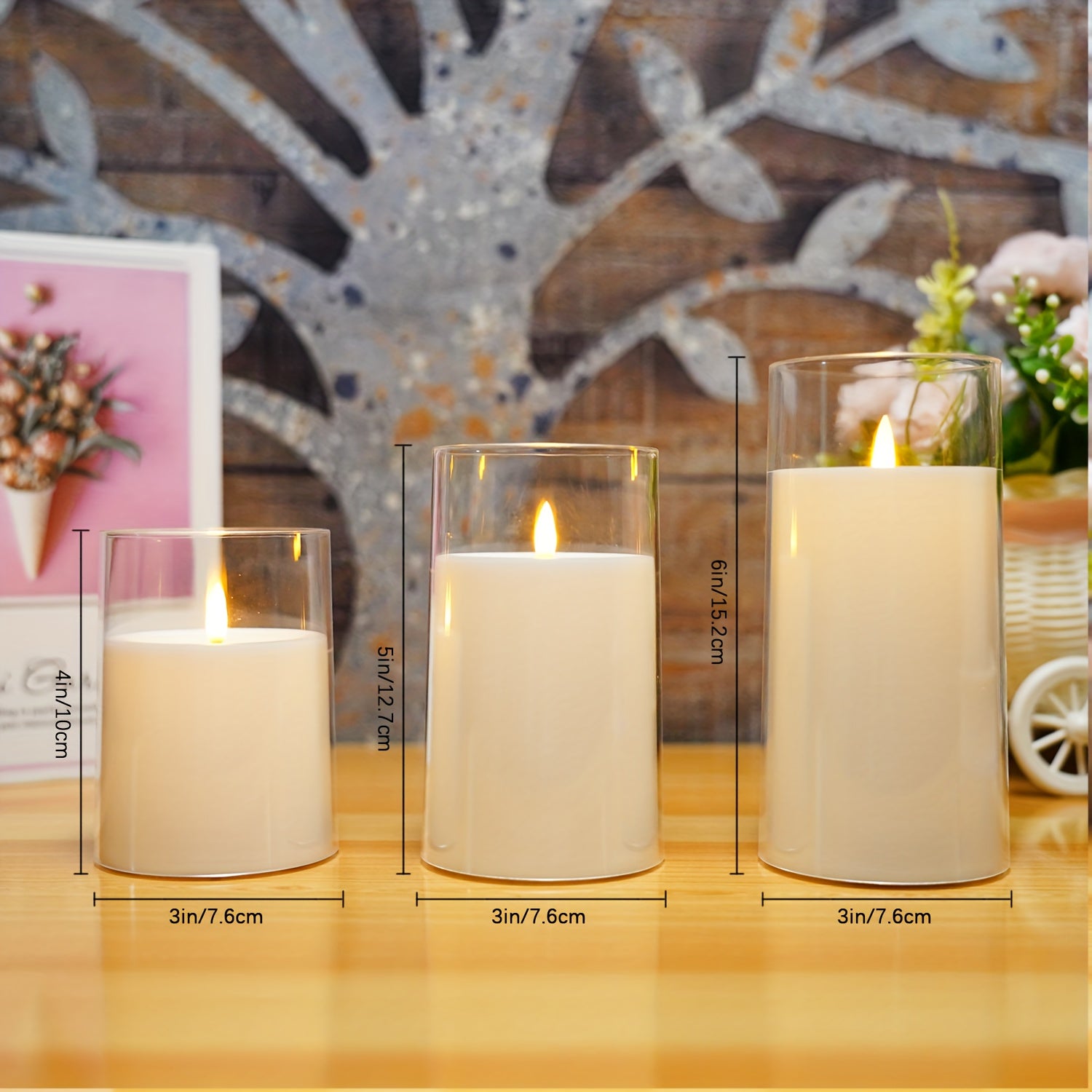 Set di Candele Senza Fiamma con Telecomando - Candele LED per Decorazioni di Natale e Halloween (Set da 3 - Bianco)