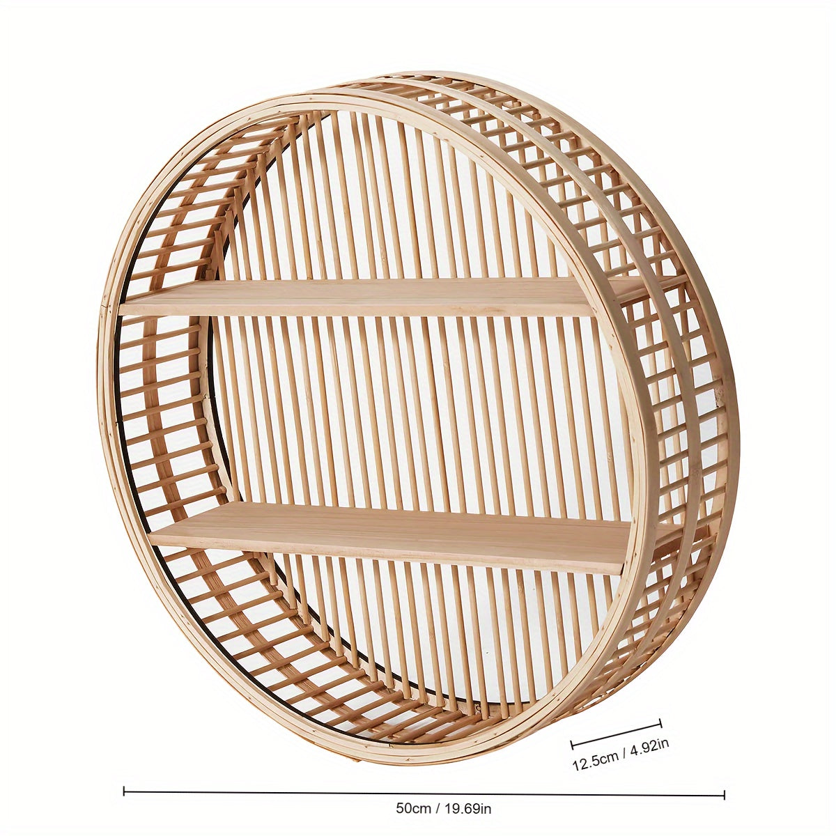 BambooShelf - Round Bamboo Wall Shelf - Retro Style Handmade