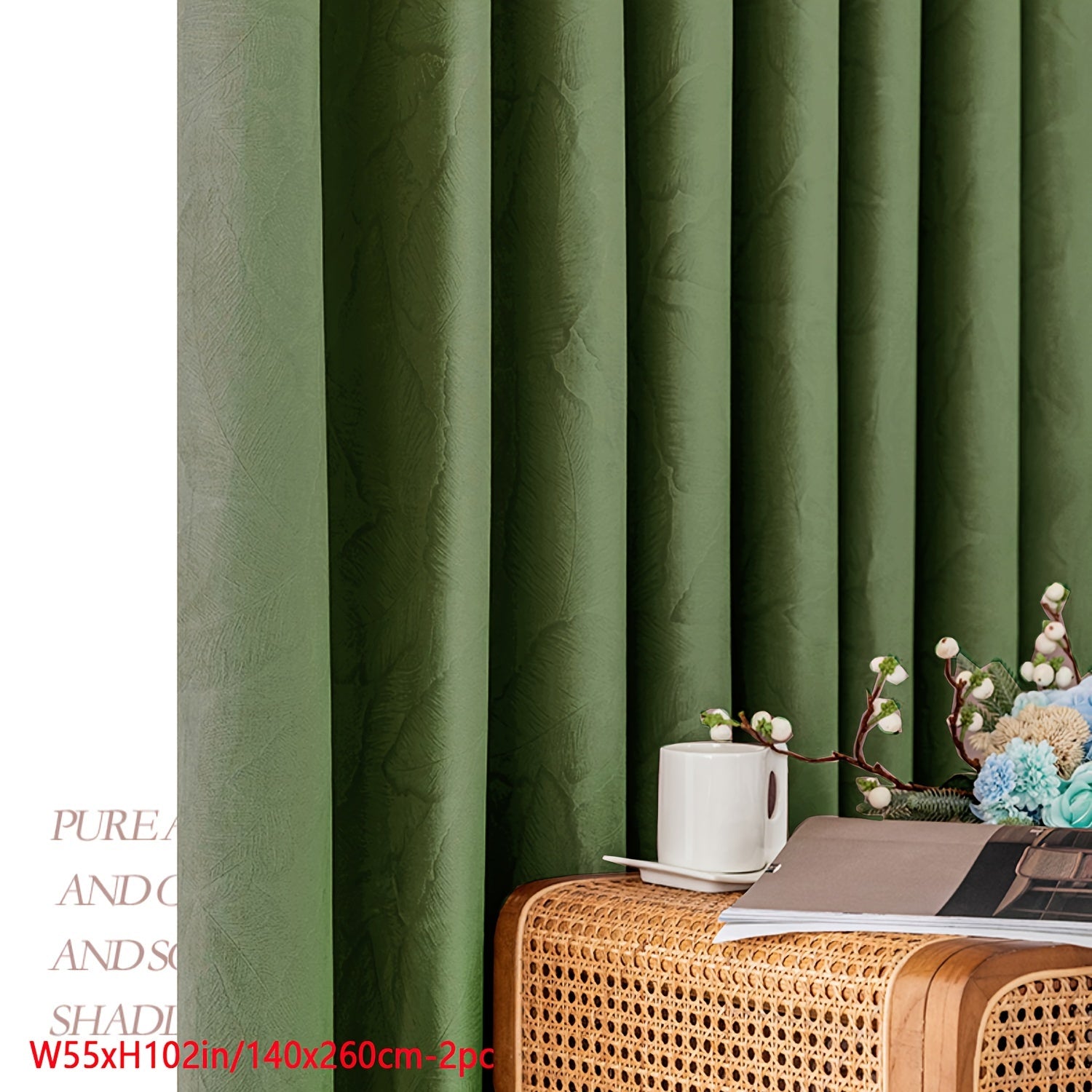 Aifish Glam Style Jacquard Velvet Curtains - 2-pack 90% Blackout and Heat Insulating