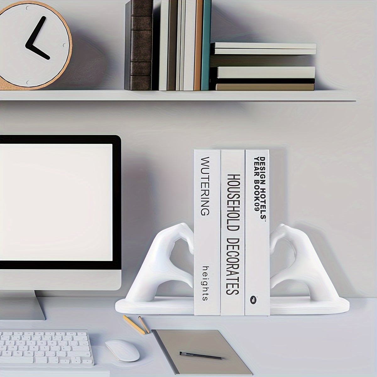 GoldenHeart - Conjunto de 2 Suportes para Livros - Escultura de Arte Moderna para Decoração de Casa