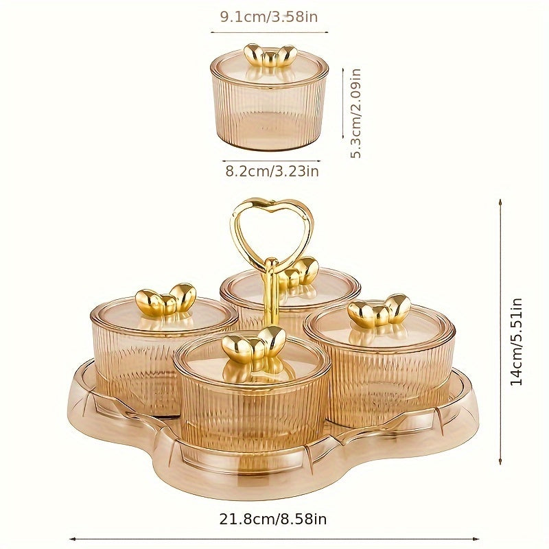 AcrylicServe Set - 4-piece Acrylic Nut & Candy Bowl Set with Lid