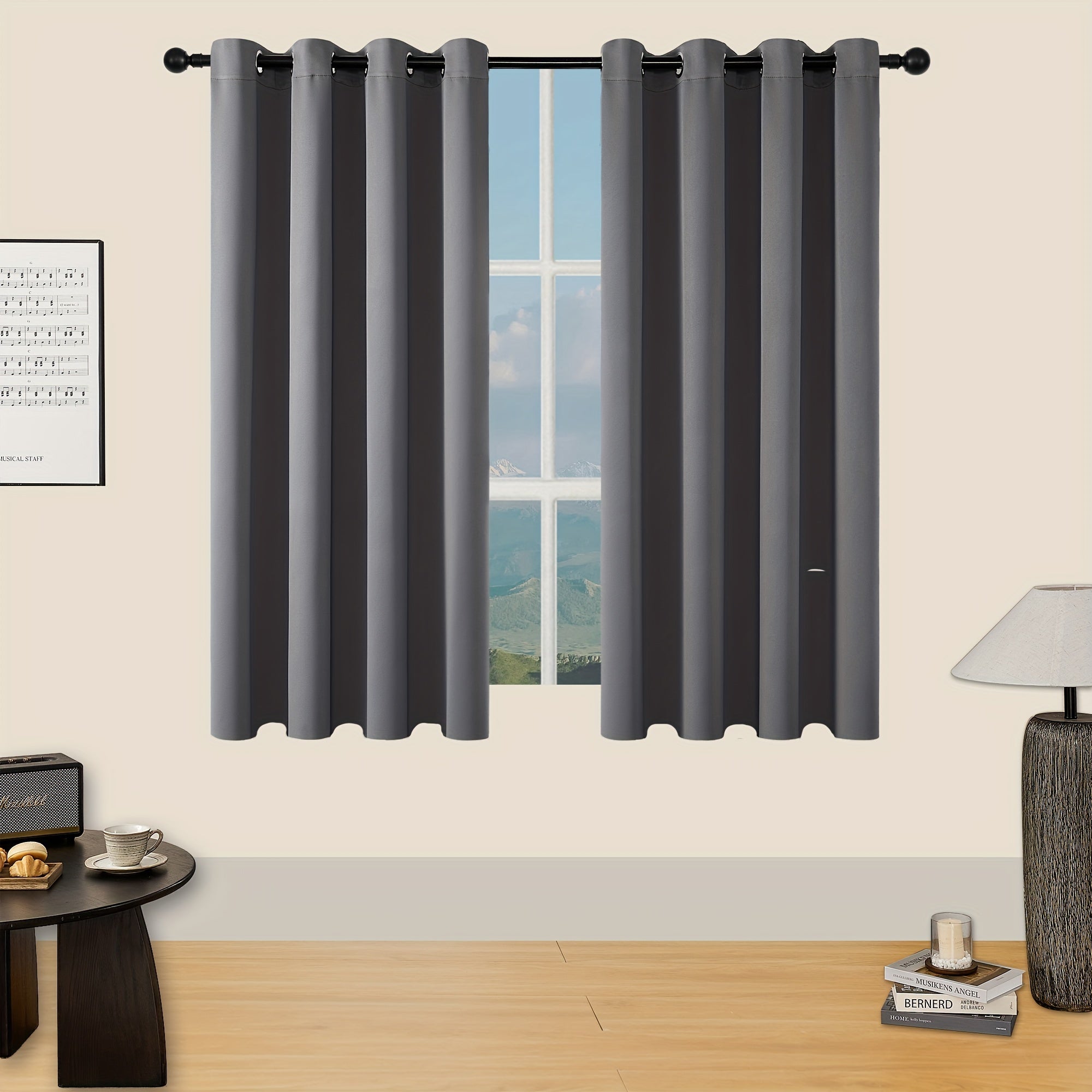 Verduisterende Gordijnen - 2 Stuks Moderne Polyester Gordijnen met Thermische Isolatie en Oogjes