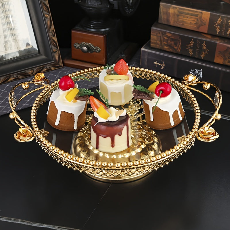 GlasElegance - Glass Fruit Bowl with Polished Metal Finish