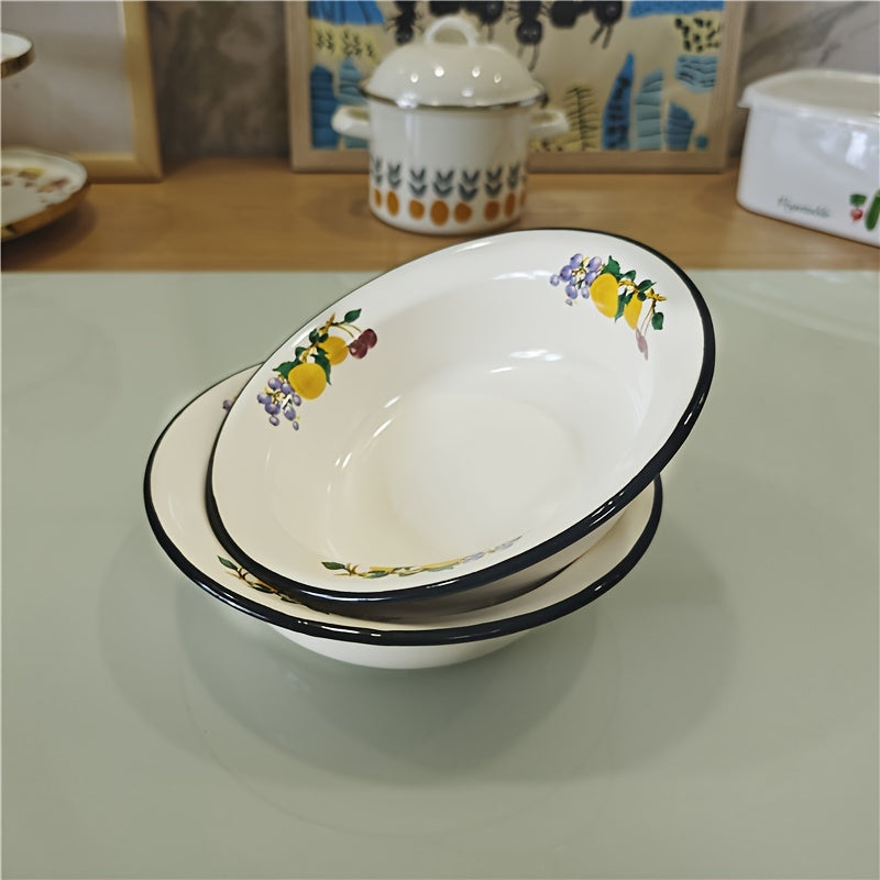 FlowerEnamel - Conjunto de 3 Peças Tigelas de Esmalte com Flores Vintage para Cozinha e Sala de Jantar
