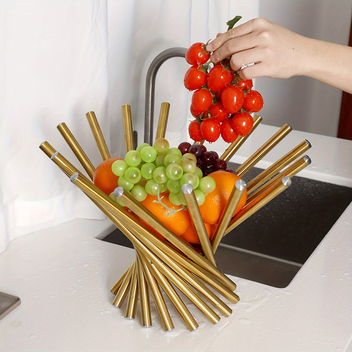 GoldServe - Fruteira de Luxo em Aço Inoxidável Decorativa e de Armazenamento