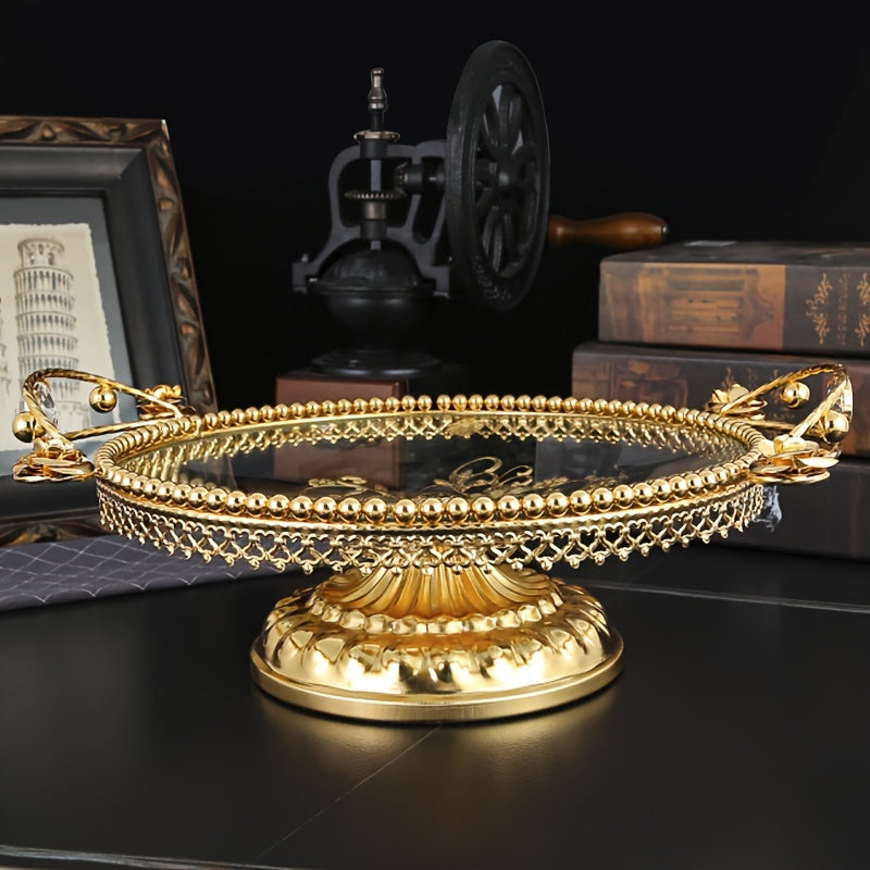 GlasElegance - Glass Fruit Bowl with Polished Metal Finish