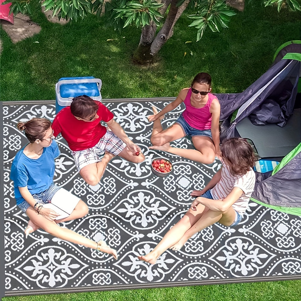 Tapete Exterior de Luxo Antiderrapante e Impermeável - 274x548cm - Tapete Reversível para Pátio, Acampamento, Praia, Plataforma, Jardim, Piquenique