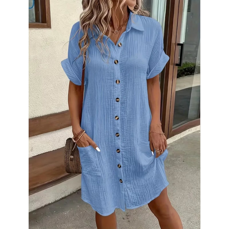 Abito Camicia Vestito Midi Bottoni E Tasche - Image 10